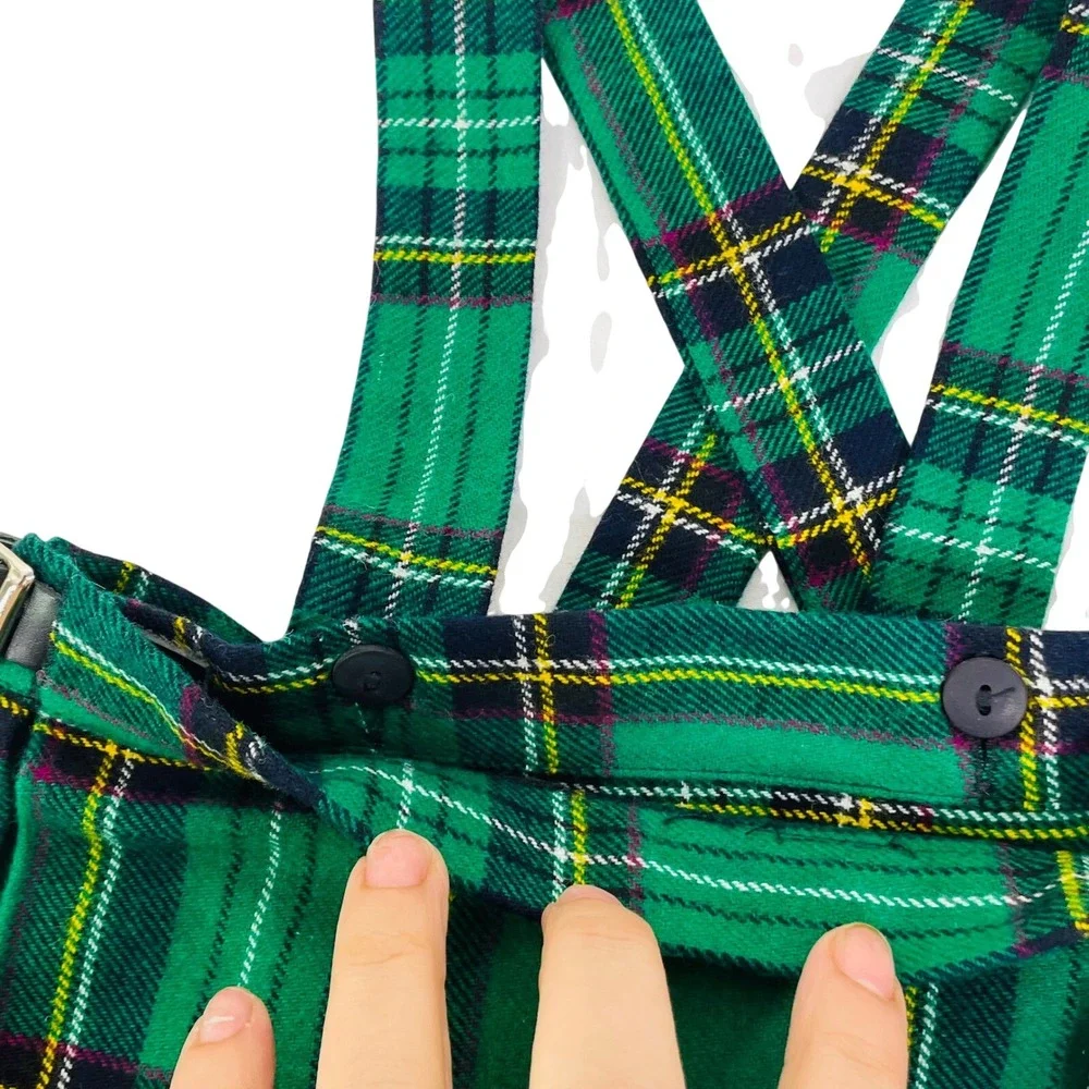 O'Neil of Dublin‎ Kilt Skirt Gordan Tartan Green Plaid Pinafore Girl's Sz 3/4